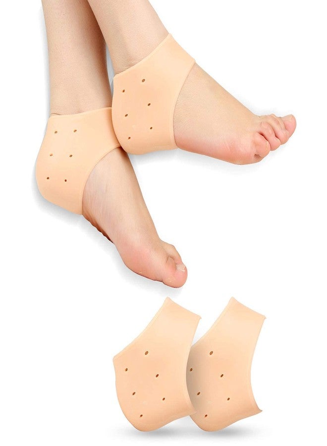 UARY CREATION Anti Crack Silicone Gel Heel Pad Socks For Heel Swelling Pain Relief, Dry Hard, Cracked Heels Repair Cream Foot Care For Both Men & Women Half-length - 1 Pair - Image 1