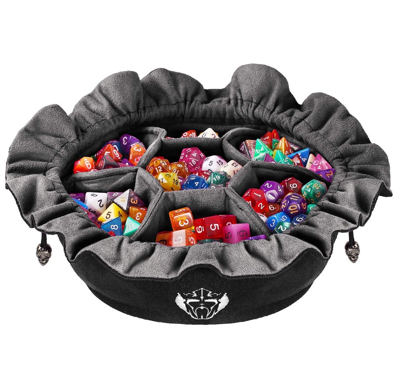 CardKingPro Immense Dice Bags with Pockets - Black - Capacity 150+ Dice - Great Organizer for Dice Hoarders, Perfect for Dungeons and Dragons [Patented Design]