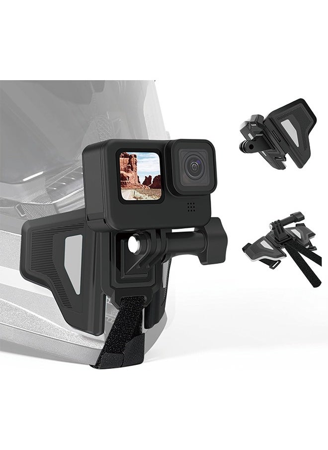 TELESIN - TELESIN Helmet Mount Chin Strap Clamp Motorcycle Dirt Bike Mounts Holder Accessories for GoPro Max 12 11 10 9 8 7 6 5 Insta360 X3 X4 Go3 Ace Pro DJI Action 3 4 Osmo Pocket 3 Camera Head View Accessory - Image 1