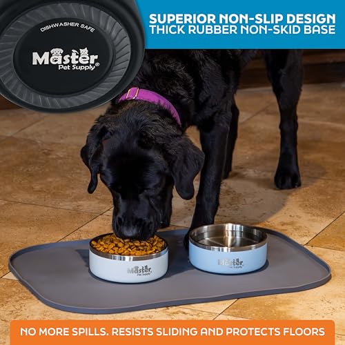 Master Pet Supply Stainless Steel Dog Bowls - 25 oz, Heavy Duty - Black Velvet, Double Wall Extra-Thick Insulated, Non-Slip Pet Water Bowl for Dogs, Cats & Pets, Anti Rust Metal, Dish Washer Safe - Image 5