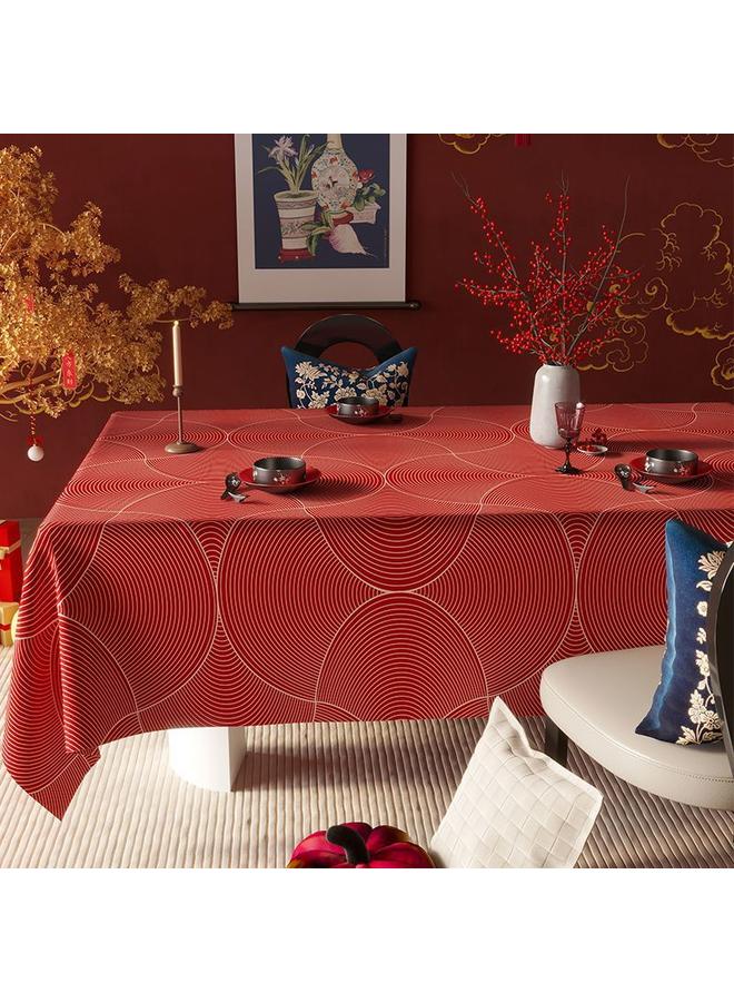 Bluejw 2025 New Year Atmosphere Tablecloth Year Of The Snake Spring Festival Tea Table Cloth Light Luxury Design Sense Waterproof New Year Tablecloth Red - Image 5