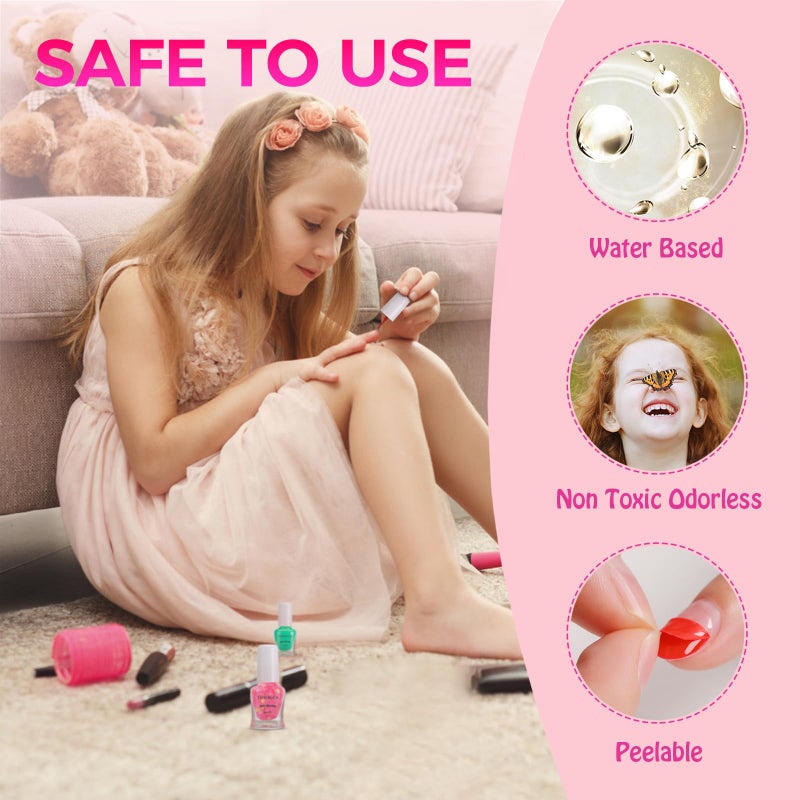 TOMICCA Kids Nail Polish Set, Non Toxic Quick Dry Water-Based Peel-Off 10 Colors Toddler Nail Polish Kit Natural Safe Quick Diy Kids Gifts Kit for Girls Ages 5+ - Image 3