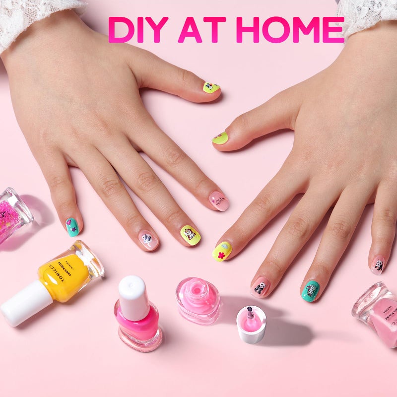 TOMICCA Kids Nail Polish Set, Non Toxic Quick Dry Water-Based Peel-Off 10 Colors Toddler Nail Polish Kit Natural Safe Quick Diy Kids Gifts Kit for Girls Ages 5+ - Image 4