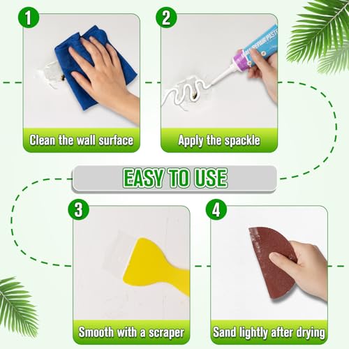 Jetmore 12 Pcs Drywall Repair Kit, 3 × 3.5 oz (100g Each) Spackle, Wall Repair Paste, Wall Putty, Wall Hole Filler with Putty Knife & Sanding Pad for Nail Holes, Cracks, Dents, Wall Mending Agent - Image 5