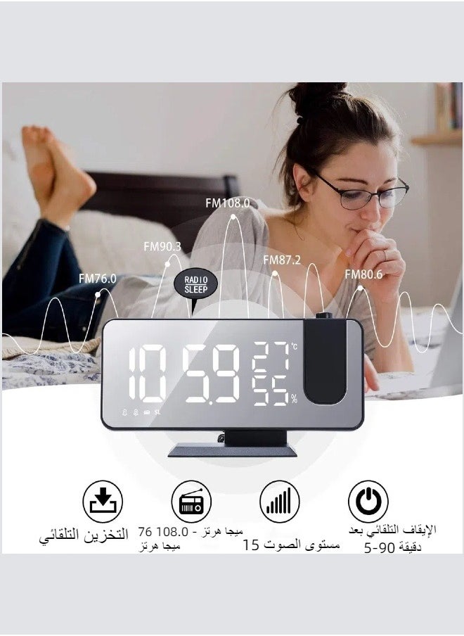 Generic - Dual alarm clock, 2 alarm clock Sound /4 dimmers /180° Rotatable LED screen Alarm clock Bedroom digital alarm clock FM Radio Alarm Clock 7.5 "with snooze function USB charging port Temperature and hum - Image 1