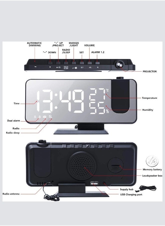 Generic - Dual alarm clock, 2 alarm clock Sound /4 dimmers /180° Rotatable LED screen Alarm clock Bedroom digital alarm clock FM Radio Alarm Clock 7.5 "with snooze function USB charging port Temperature and hum - Image 1