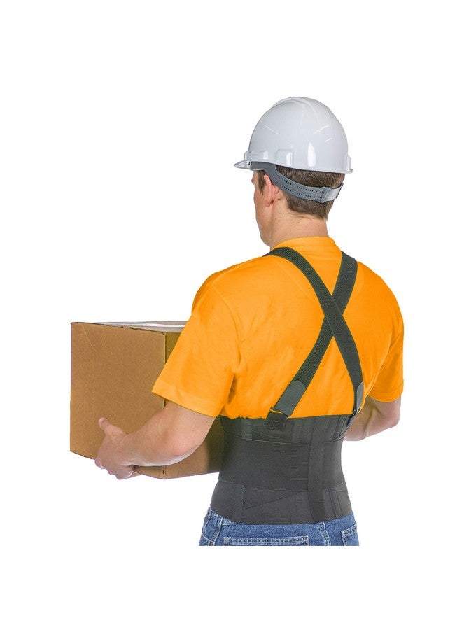 BraceAbility BraceAbility Work Back Brace - Industrial Lower Back Pain Protection Belt for Men and Women, Construction, Moving, Warehouse Jobs - Removable Suspender Shoulder Straps for Heavy Lifting Safety (L)  - Image 1