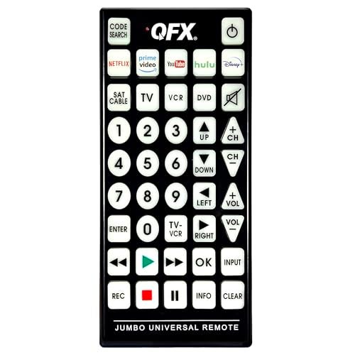 QFX REM-115 8 in 1 Large Jumbo Universal Remote Control for RCA, Sony, Philips, Samsung, GE, Zenith, Panasonic, Sharp, Toshiba, Daewoo, Hitachi, Sanyo, LG, JVC, Mitsubishi, Emerson, Magnavox - Image 2