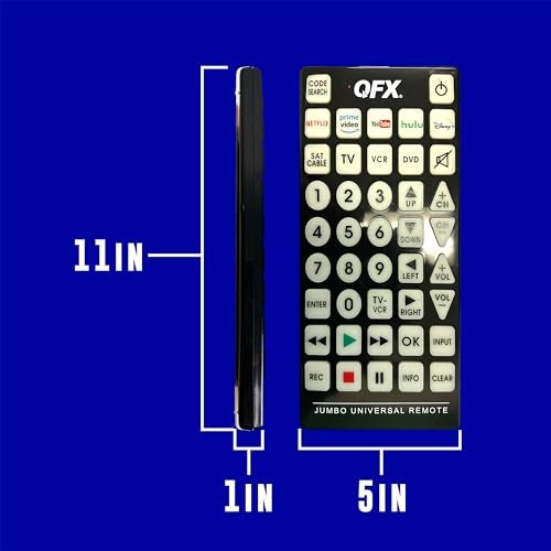 QFX REM-115 8 in 1 Large Jumbo Universal Remote Control for RCA, Sony, Philips, Samsung, GE, Zenith, Panasonic, Sharp, Toshiba, Daewoo, Hitachi, Sanyo, LG, JVC, Mitsubishi, Emerson, Magnavox - Image 4