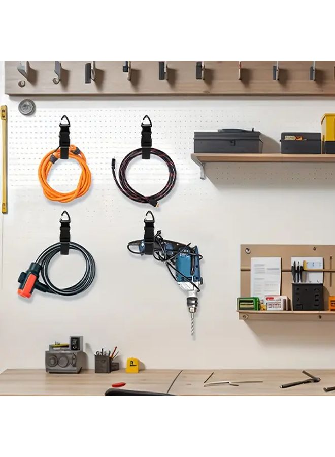4 Pack Adjustable Extension Cord Organizer Hanger with Triangle Clips 17.72 Inch Heavy Duty Polypropylene Storage Straps - Image 2