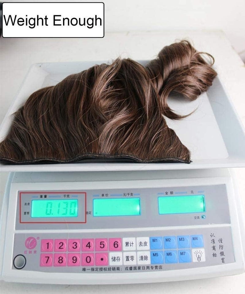 REECHO 14" Short Length 1-Pack 3/4 Full Head Curly Wavy Clips in on Synthetic Hair Extensions HE008 Hairpieces for Women 5 Clips 3.6 Oz per Piece - Black Brown - Image 4