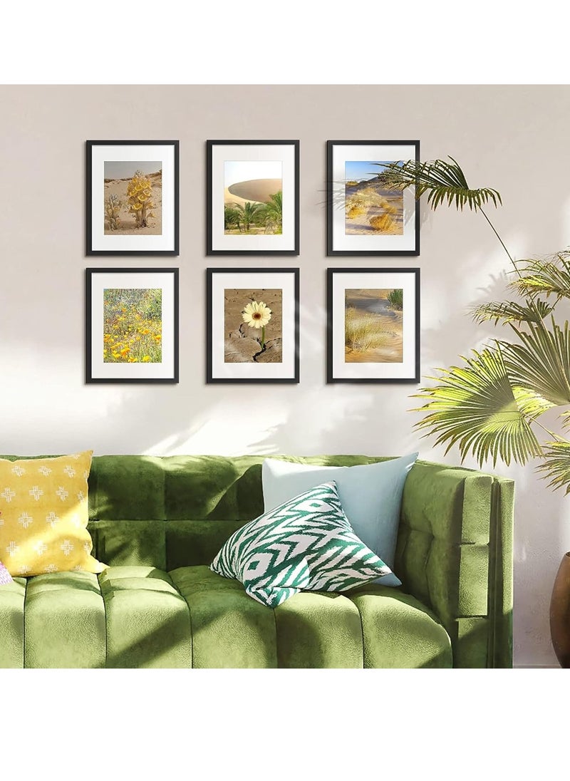 Decorhills - DECORHILLS 11x14 Picture Frame Set of 5, Display 8x10 Photos with Mat or 11x14 Without Mat, Wall Gallery Photo Black - Image 1