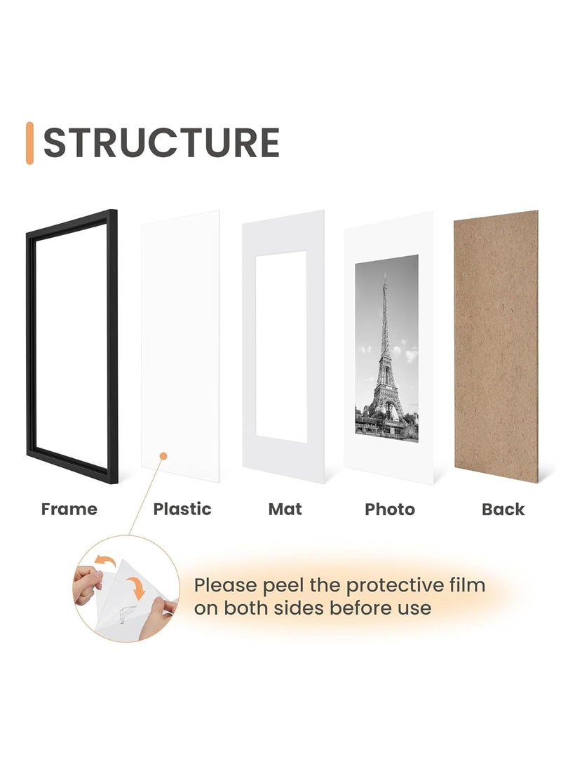 Decorhills - DECORHILLS 11x14 Picture Frame Set of 5, Display 8x10 Photos with Mat or 11x14 Without Mat, Wall Gallery Photo Black - Image 1