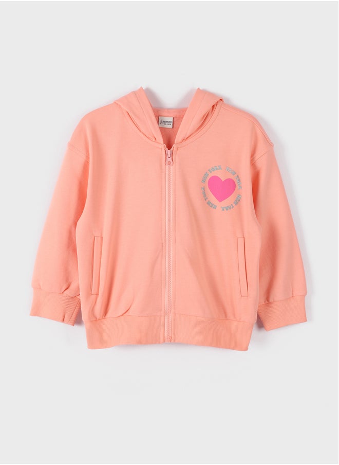 LC WAIKIKI Hooded Printed Long Sleeve Girl Zippered Sweatshirt  - Image 1