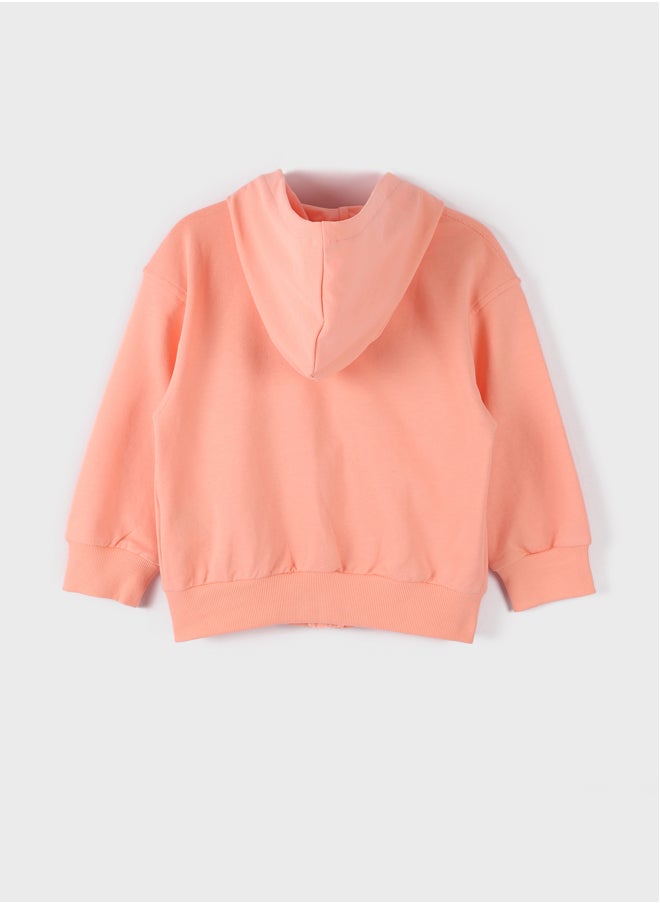 LC WAIKIKI Hooded Printed Long Sleeve Girl Zippered Sweatshirt  - Image 4