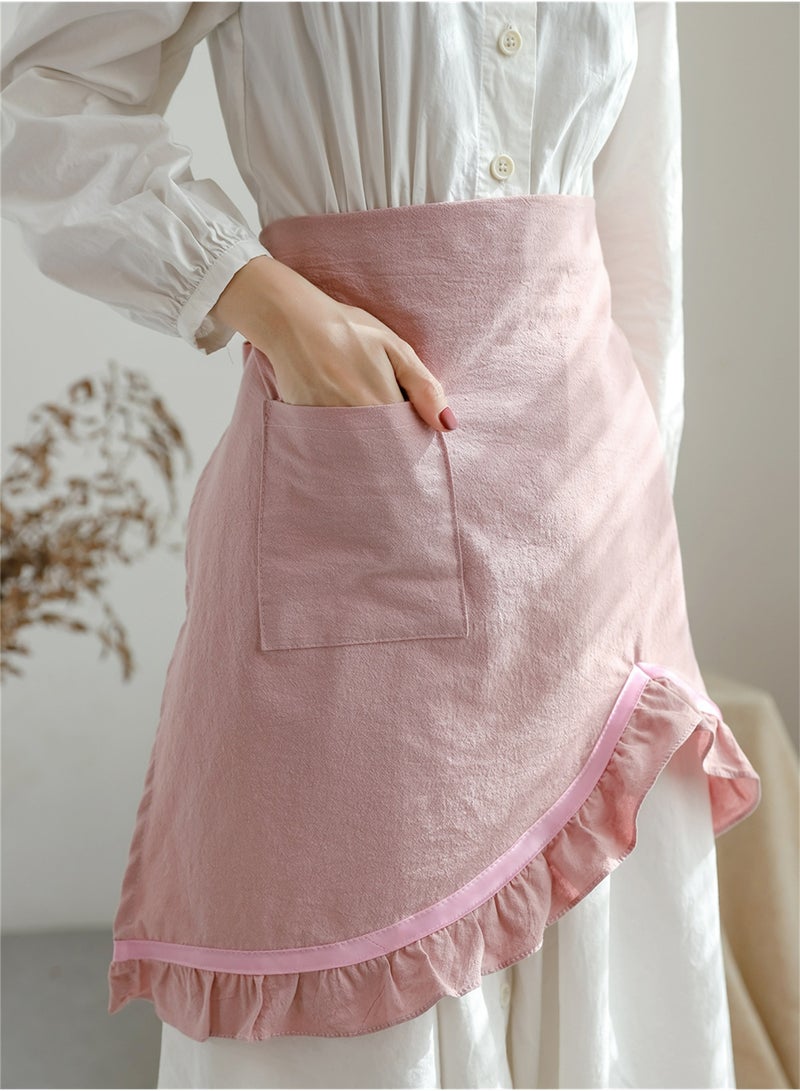 مريلة نسائية نصفية مريلة خصر رجعية مريلة كلاسيكية مع جيب للطاهي نادل المقهى نادل الطبخ المطبخ - Image 4