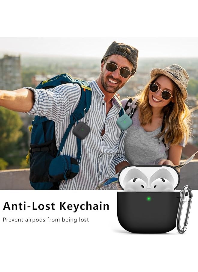 erorex - For Airpod 4 Airpods 4Th Generation Airpod 4Th Gen Case Cover With Keychain Full Protective Silicone Case Accessories Front Led Visible Black - Image 1