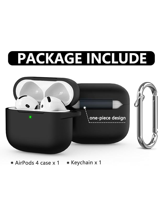 erorex - For Airpod 4 Airpods 4Th Generation Airpod 4Th Gen Case Cover With Keychain Full Protective Silicone Case Accessories Front Led Visible Black - Image 1