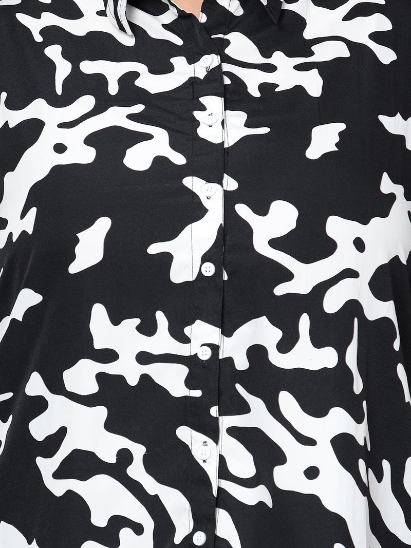 Indietoga Women Polyester Plus Size Casual Co-Ords Set (P10001440_Black & White Printed_7Xl) - Image 4