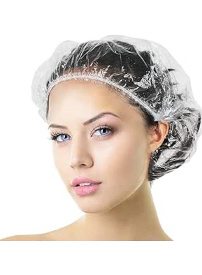 100PCS Disposable Shower Caps, Larger & Thicker Waterproof Elastic Hair Bath Cap, Clear Plastic Hair Caps for Women Men, Spa, Home Use, Hotel and Hair Salon, Beauty, Portable Travel 42cm (White) - Image 2