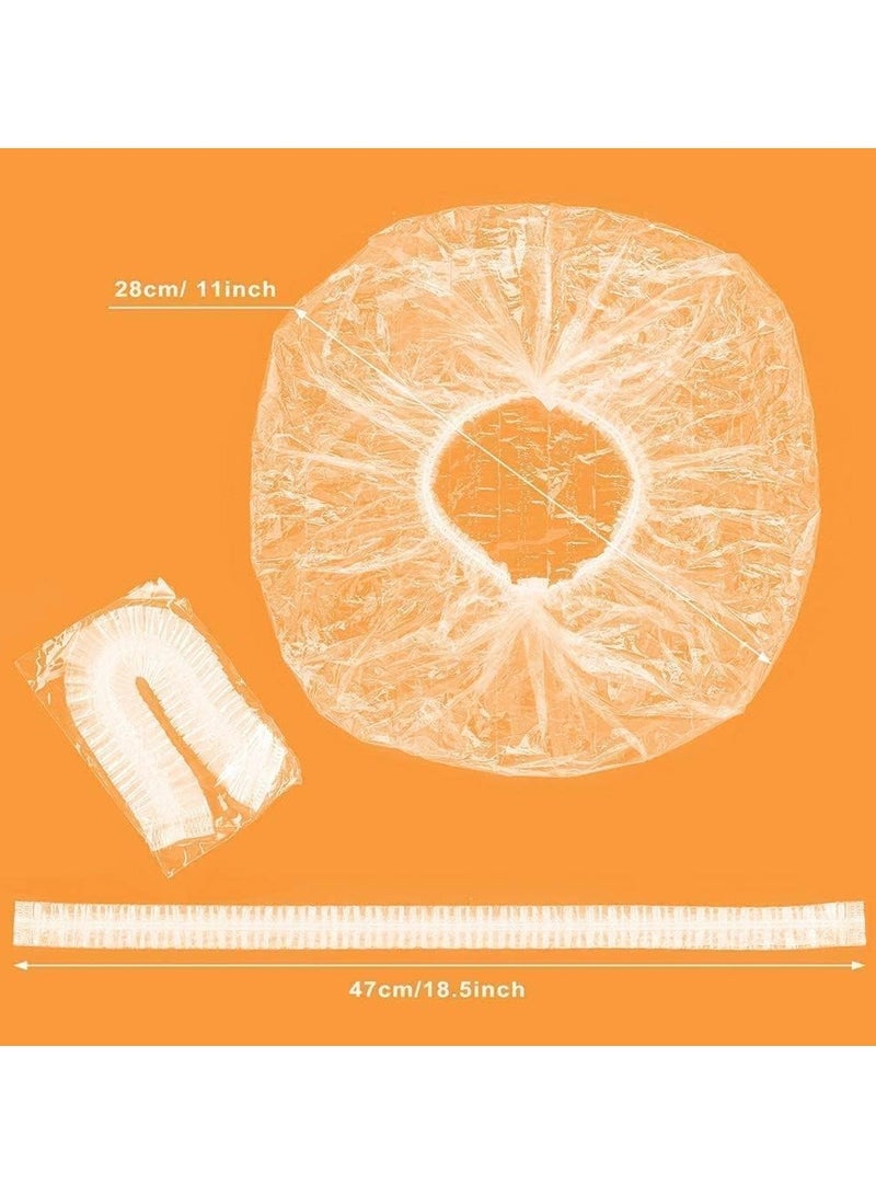 100PCS Disposable Shower Caps, Larger & Thicker Waterproof Elastic Hair Bath Cap, Clear Plastic Hair Caps for Women Men, Spa, Home Use, Hotel and Hair Salon, Beauty, Portable Travel 42cm (White) - Image 3