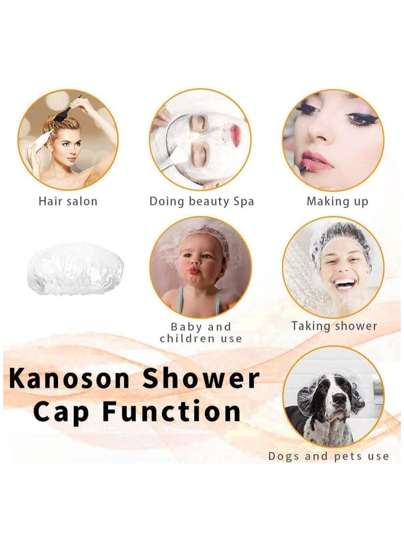 100PCS Disposable Shower Caps, Larger & Thicker Waterproof Elastic Hair Bath Cap, Clear Plastic Hair Caps for Women Men, Spa, Home Use, Hotel and Hair Salon, Beauty, Portable Travel 42cm (White) - Image 4