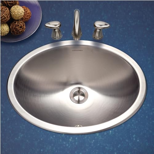 Houzer Opus Stainless Steel Bathroom Sink: 18 Inch Drop-In Topmount Oval Bowl with Overflow Drain Assembly, Durable & Versatile, Essential for Home & Apartment: CHTO-1800-1 - Image 2