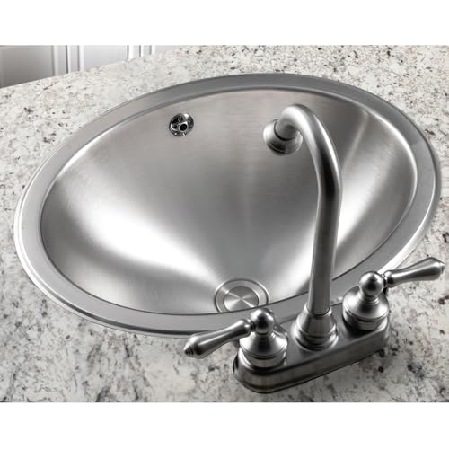 Houzer Opus Stainless Steel Bathroom Sink: 18 Inch Drop-In Topmount Oval Bowl with Overflow Drain Assembly, Durable & Versatile, Essential for Home & Apartment: CHTO-1800-1 - Image 3