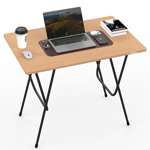 MY ARMOR Foldable Table for Home | 3x2 Ft Multipurpose Wooden Study Desk with Metal Frame | Portable Folding Computer Table for Laptop | Office Work, Dining & Study Use | Light Oak - Image 1