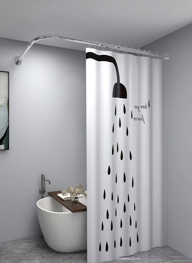 Protalwell Corner Shower Curtain Rod, Size 60"x30", Sliver Color, Stainless Steel 304, L Shaped, No Drill Curtain Rod for Bathtub - Image 1