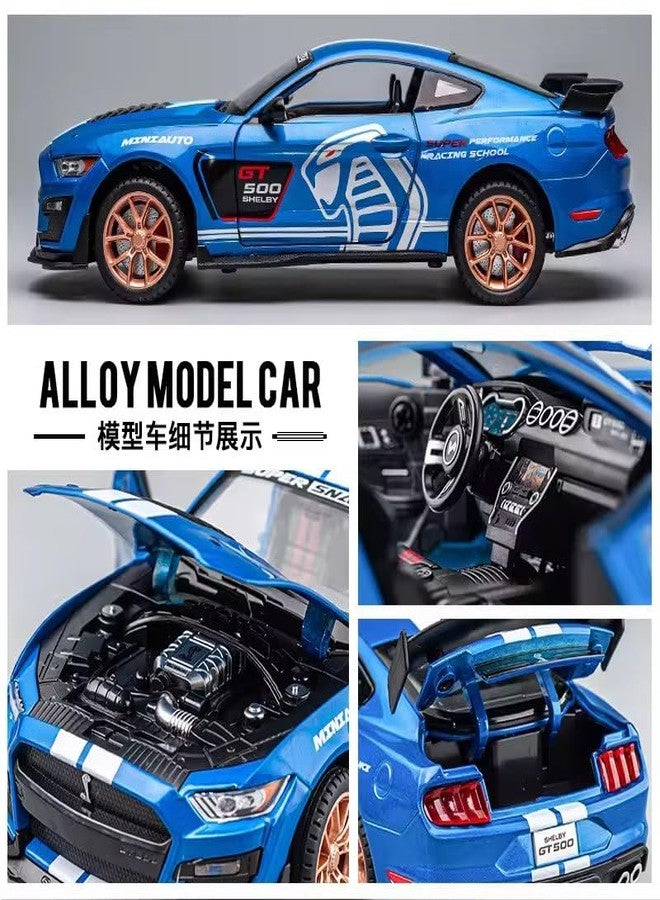 FEXXA 1:32 Scale Mustang Shelby GT500 Die-Cast Metal Car with Sport car Openable Doors Light and Sound,Pull Back Function Indoor Outdoor Toy for Kids (1:32 Mustang Shelby GT500-BLUE) - Image 3