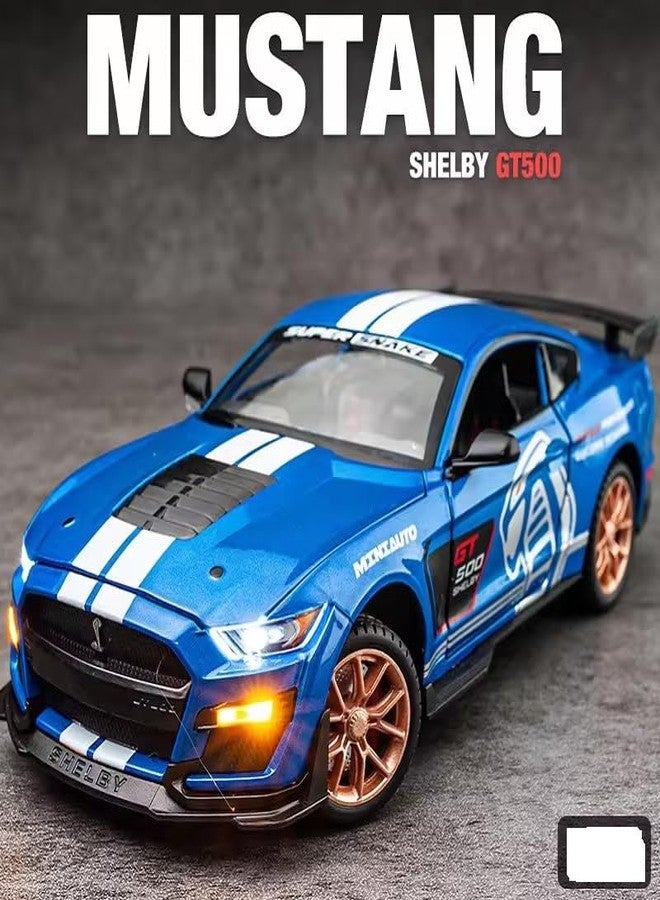 FEXXA 1:32 Scale Mustang Shelby GT500 Die-Cast Metal Car with Sport car Openable Doors Light and Sound,Pull Back Function Indoor Outdoor Toy for Kids (1:32 Mustang Shelby GT500-BLUE) - Image 4