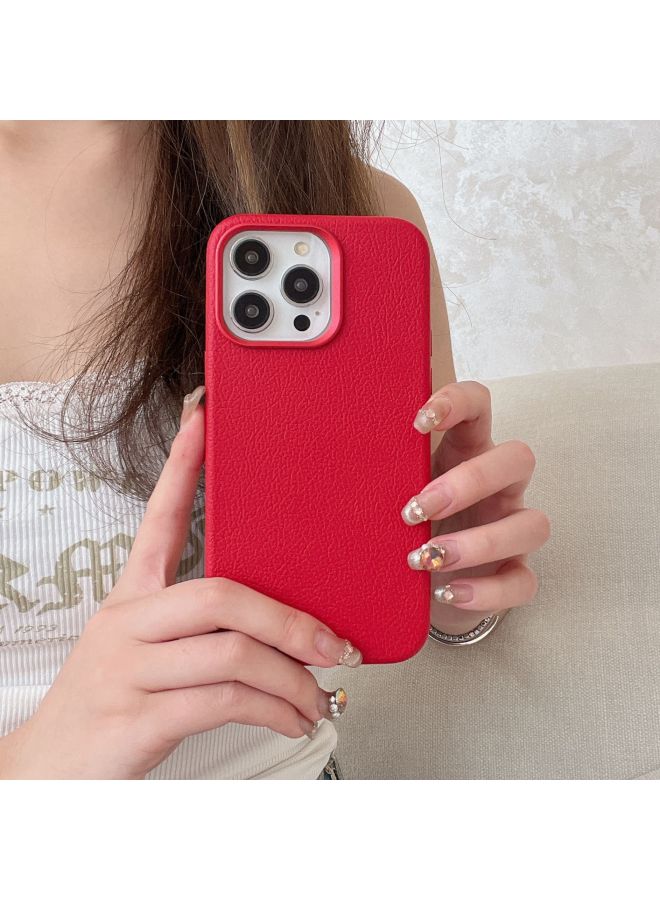 Niche Ins Premium Retro Leather IPhone14pro Max Apple 15 Mobile Phone Case 13 Magnetic Shell-color:XYM Love Horsehide Red-Applicable Models:12pro Max (without Packaging)