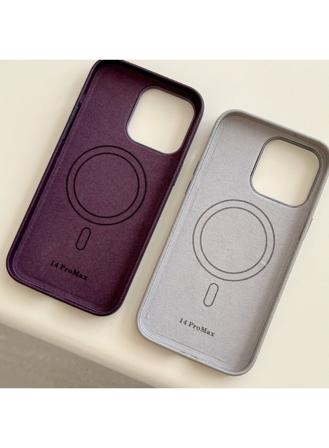 Niche Ins Premium Retro Leather IPhone14pro Max Apple 15 Mobile Phone Case 13 Magnetic Shell-color:XYM Love Horsehide Red-Applicable Models:12pro Max (without Packaging)