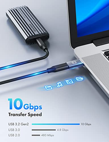 GRAUGEAR USB-C Adapter, 10Gbps Double Sided Data Transfer, 3A Fast Charging, USB C Female to USB A Male Adapter 3.2, Compatible with PC, Laptop, MacBook, iPhone, iPad, Apple Watch, Carplay - Image 3