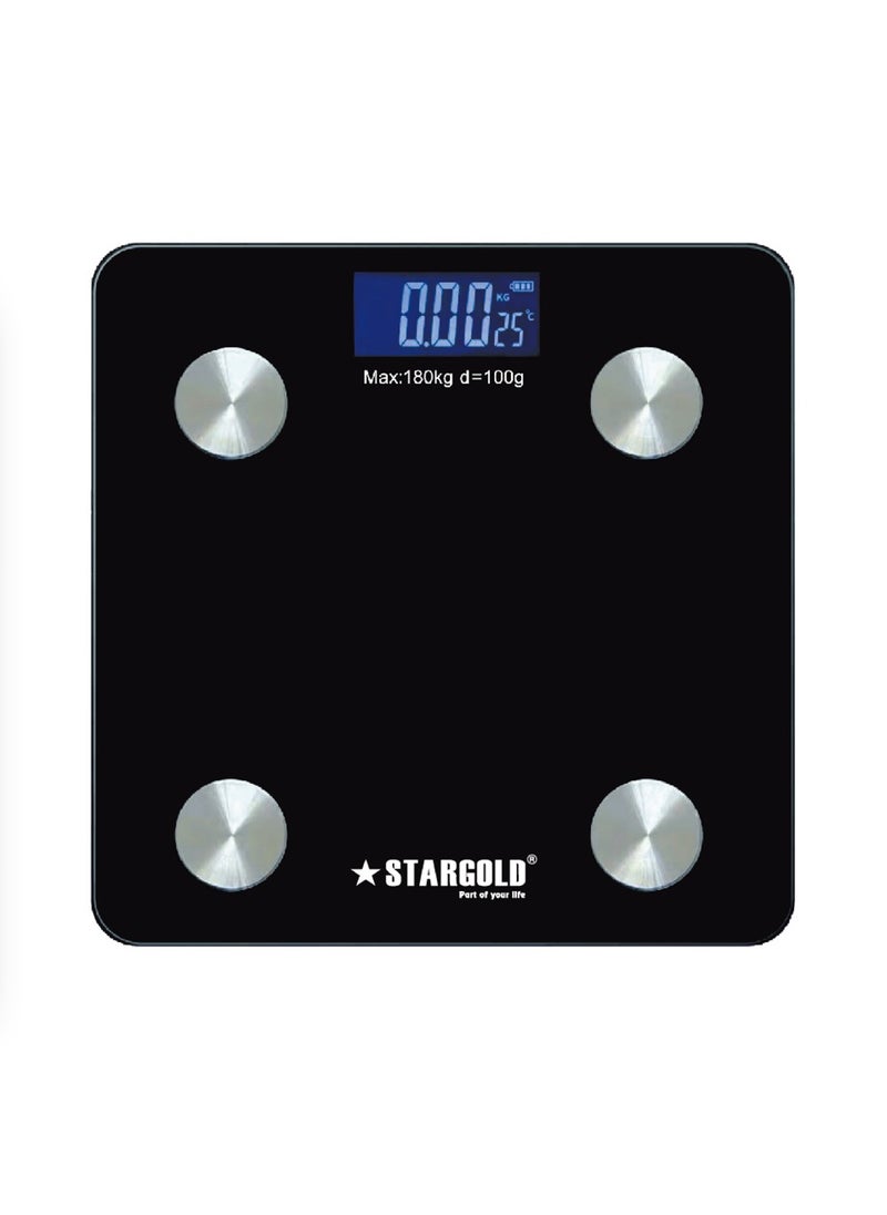 Stargold Digital Personal Weighing Scale With Bluetooth Connectivity, 180 KG Capacity BMI, Body Fat, Muscle Mass, Water Index, and Metabolic Rate 