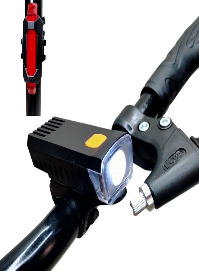CYIDER Cycle Light Front and Rear Combo - Type-C Rechargeable Waterproof Bicycle Headlight & USB Tail Light | LED Cycle Light Option, 3 Front + 4 Rear Modes | White+Red - Image 1