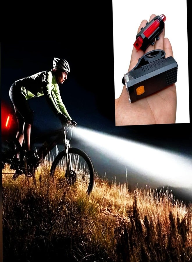 CYIDER Cycle Light Front and Rear Combo - Type-C Rechargeable Waterproof Bicycle Headlight & USB Tail Light | LED Cycle Light Option, 3 Front + 4 Rear Modes | White+Red - Image 3