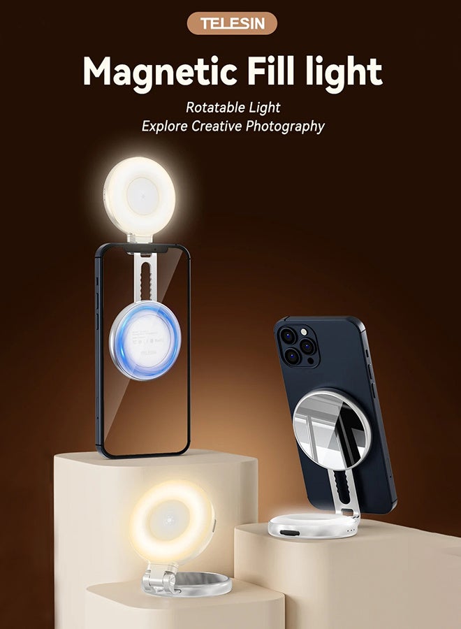 TELESIN Fun Shot Magnetic Phone Camera DSLR Style Shutter Grip for iPhone & Android with Detachable Wireless Shutter Button - MFI Certified - 1/4" Screw - Comfort Ergonomic Camera Grip with Fill Light - Image 2