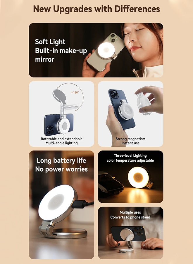 TELESIN Fun Shot Magnetic Phone Camera DSLR Style Shutter Grip for iPhone & Android with Detachable Wireless Shutter Button - MFI Certified - 1/4" Screw - Comfort Ergonomic Camera Grip with Fill Light - Image 4