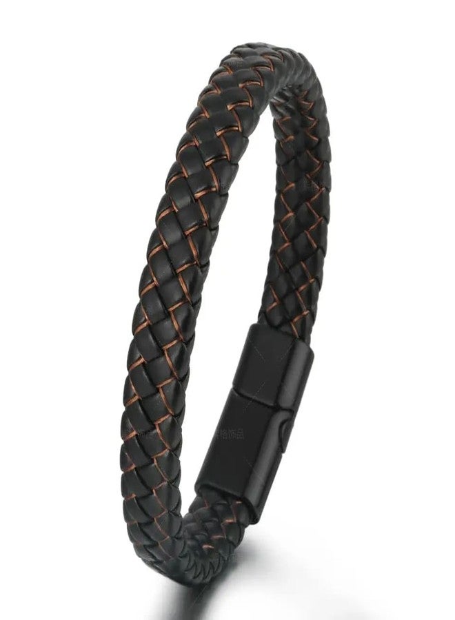 Brizberry® Titanium Steel Vegan Leather Micro Insert Bracelet for Brother Friend Men & Boys, Diwali Bhaidooj (Mondo) - Image 1