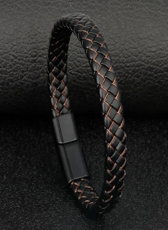 Brizberry® Titanium Steel Vegan Leather Micro Insert Bracelet for Brother Friend Men & Boys, Diwali Bhaidooj (Mondo) - Image 3