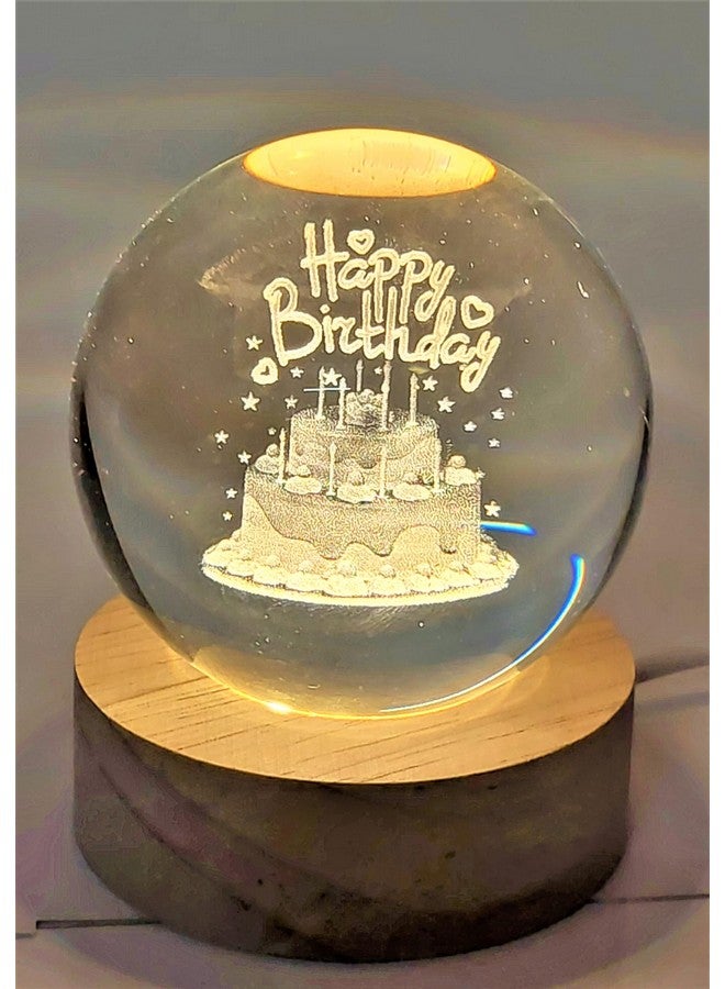 Lilone Crystal Ball USB LED Lamp, 6Cm Diameter, 8Cm Height, 3D Engraved, (HB) - Image 1
