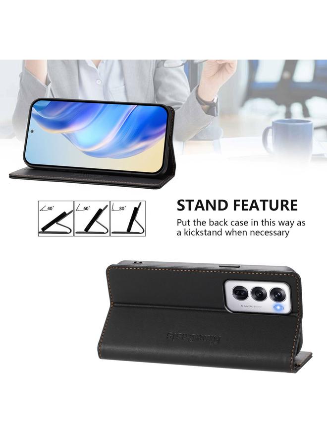 erorex Case For OPPO Reno12 5G Global RC01 Dual-Folded Magnetic Suction RFID Leather Phone Case - Image 4