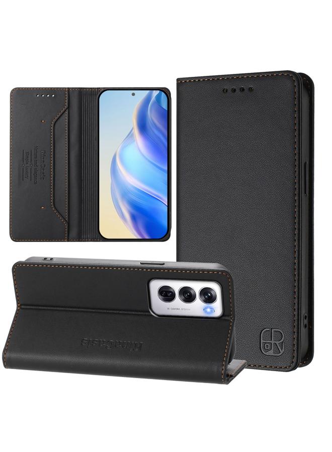 erorex Case For OPPO Reno12 5G Global RC01 Dual-Folded Magnetic Suction RFID Leather Phone Case - Image 1