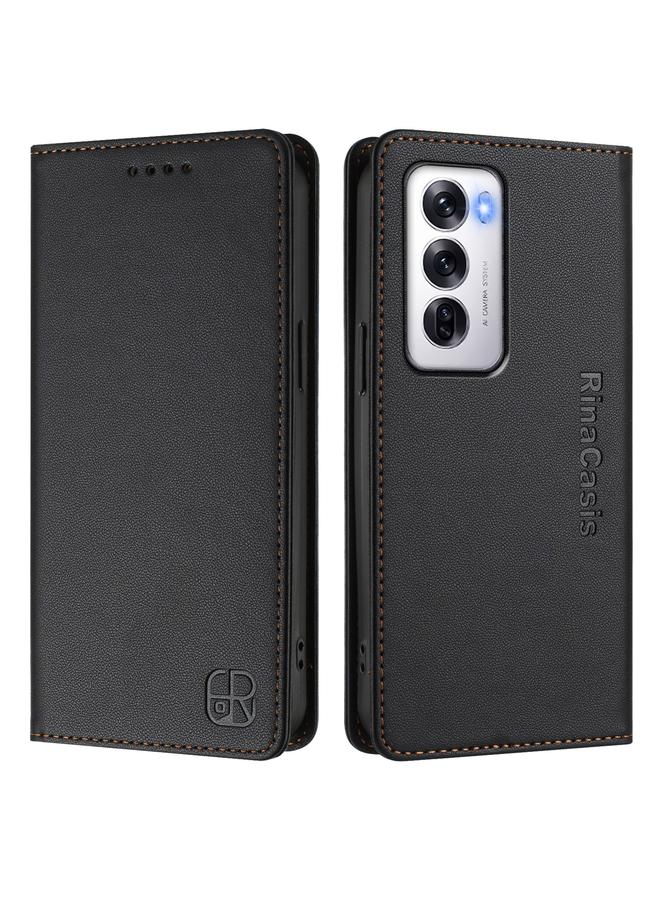 erorex Case For OPPO Reno12 5G Global RC01 Dual-Folded Magnetic Suction RFID Leather Phone Case - Image 2