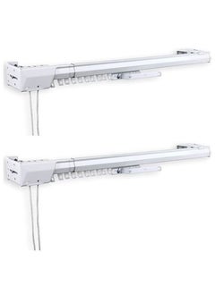 AL WADI FURNITURE Set of 2 Heavy Duty Ultra Corded Single Adjustable Extendable Traverse Curtain Rails Curtain Tracks with Curtain Hanging Pinch Pleat 4 Prongs Hooks, 210 – 398 cm, WHITE  - Image 3