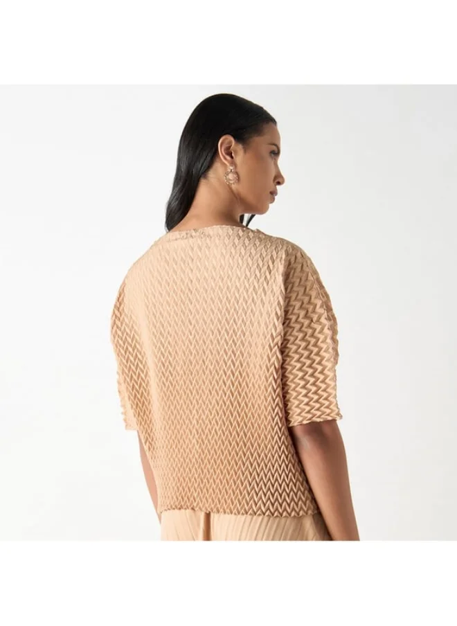 2Xtremz 2Xtremz Chevron Textured Top with Drop Shoulder Sleeves
