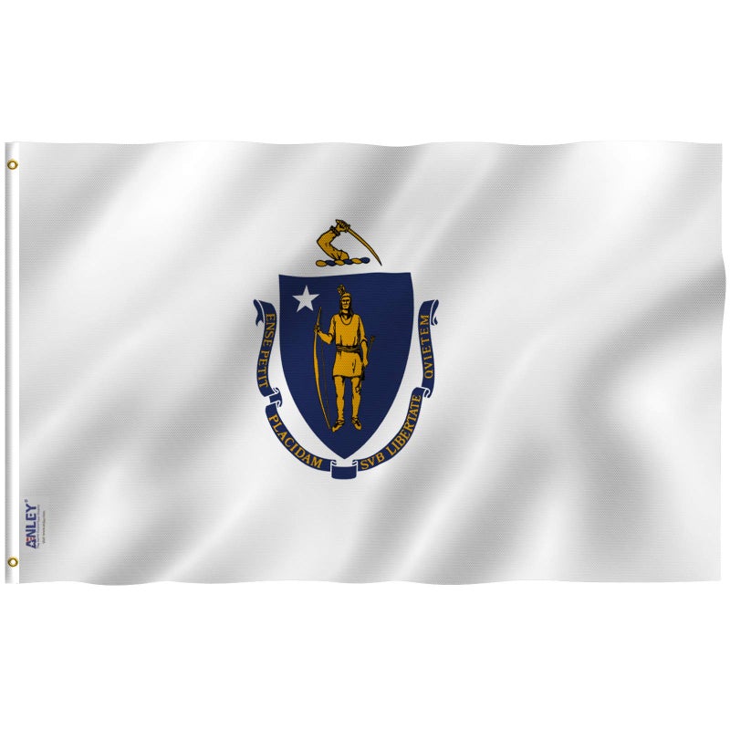 ANLEY Fly Breeze 3x5 Foot Massachusetts State Flag Vivid Color and Fade Proof Canvas Header and Double Stitched Massachusetts MA Flags Polyester with Brass Grommets 3 X 5 Ft - Image 2