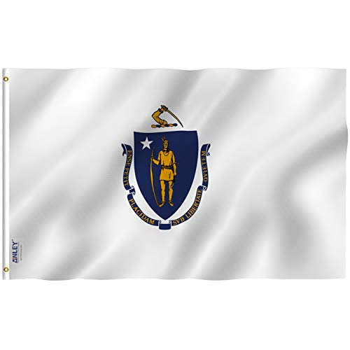 ANLEY Fly Breeze 3x5 Foot Massachusetts State Flag Vivid Color and Fade Proof Canvas Header and Double Stitched Massachusetts MA Flags Polyester with Brass Grommets 3 X 5 Ft - Image 1